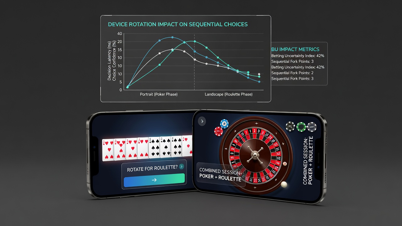 Detailansicht einer mobilen App mit Poker und Roulette in rotierter Ansicht sowie aktivierten Limit-Benachrichtigungen