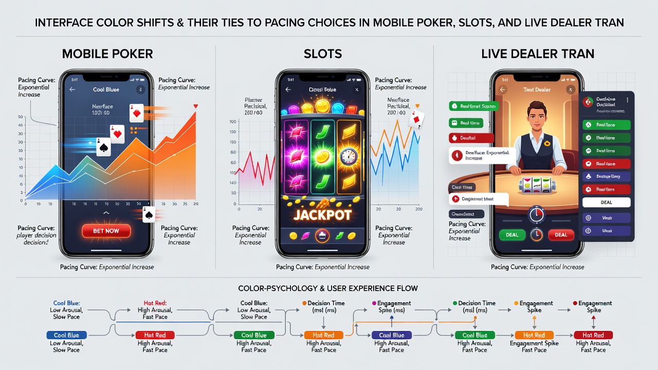 Detailansicht einer mobilen App während des Wechsels von Slot-Farben zu Live-Dealer-Interface